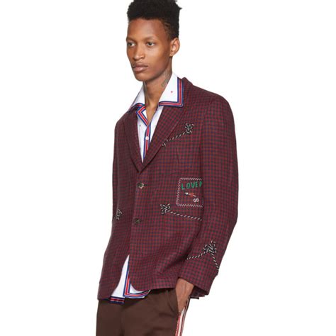 Gucci: Navy & Red 'Cassandra' Blazer 